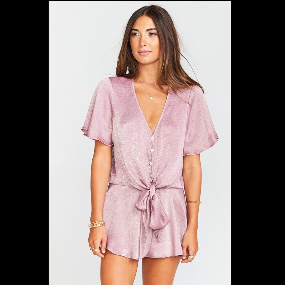 Show me your Mumu Tortuga tie top in Mauve sheer